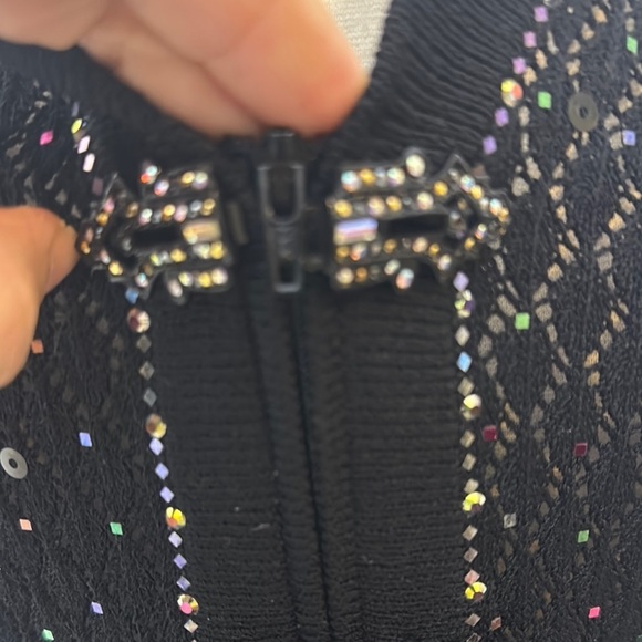 St. John Evening Black Beaded Cardigan Knit Sweater Jacket Sz4 - Picture 6 of 14